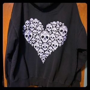 Black hooded zip up sweatshirt